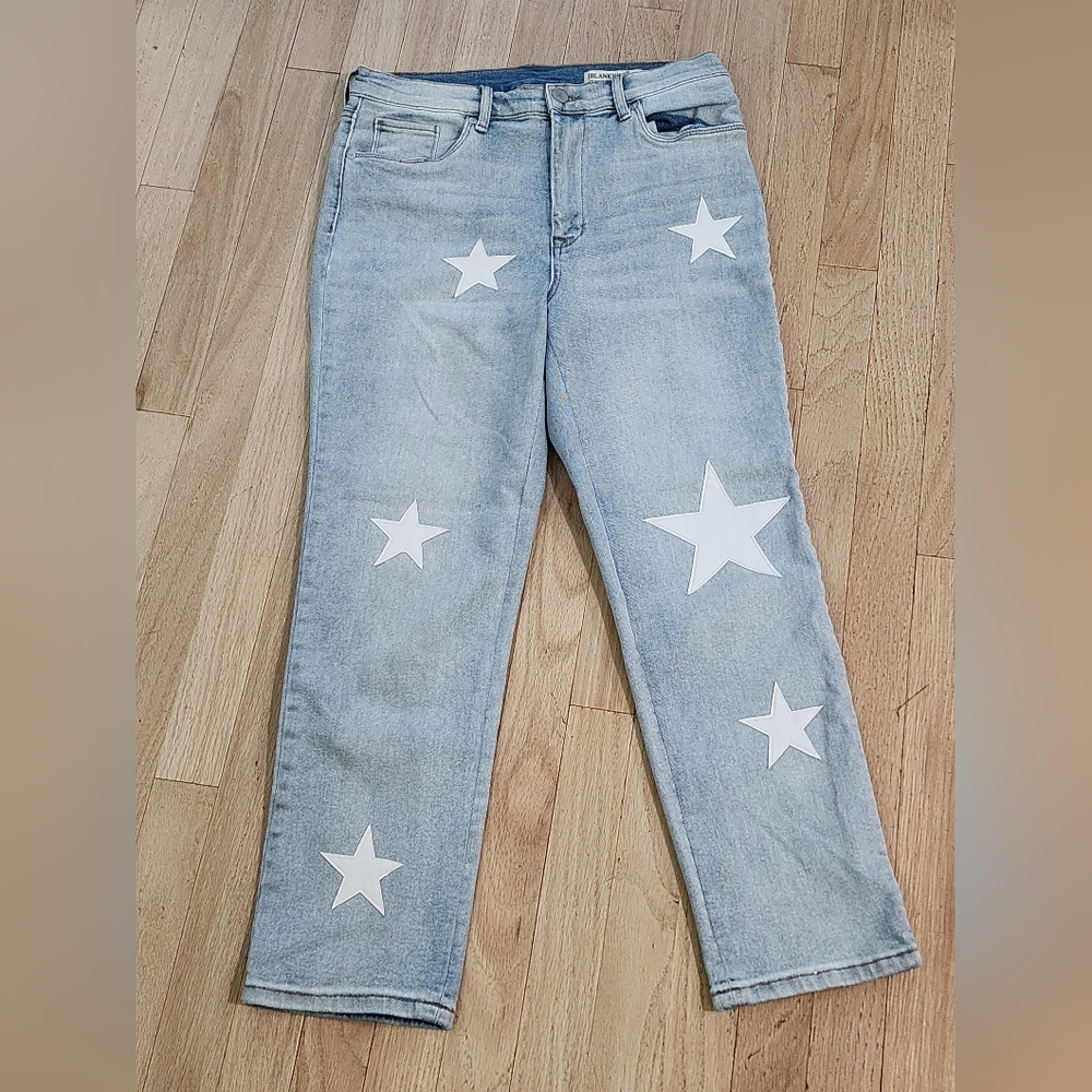 Blank NYC Madison Crop  Light Blue Star-Patterned Jeans